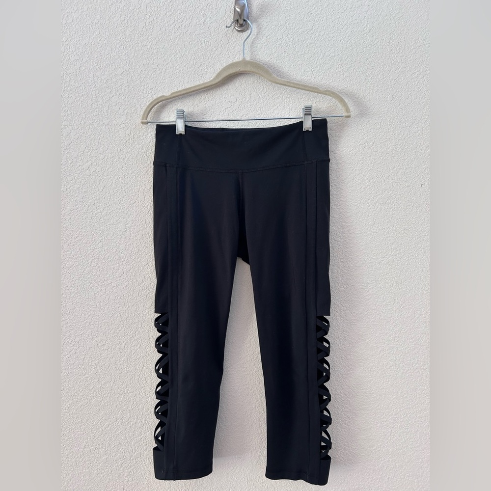 Gap Fit Black Lace Up Yoga Leggings Size S